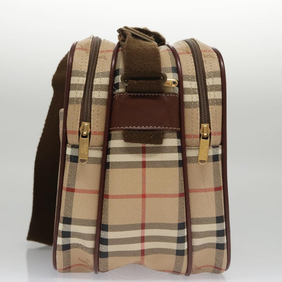 Burberrys Nova Check Shoulder Bag PVC Leather Beige Auth 102021