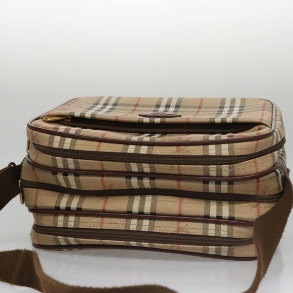 Burberrys Nova Check Shoulder Bag PVC Leather Beige Auth 102021