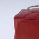 CHANEL V Stitch Chain Shoulder Bag Lamb Skin Red CC Auth 102030A-15