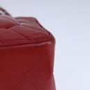CHANEL V Stitch Chain Shoulder Bag Lamb Skin Red CC Auth 102030A-16