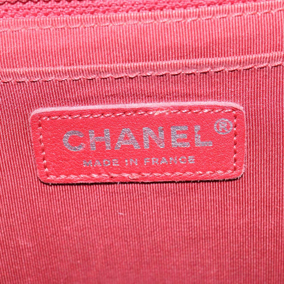CHANEL V Stitch Chain Shoulder Bag Lamb Skin Red CC Auth 102030A