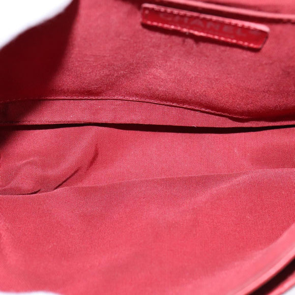 CHANEL V Stitch Chain Shoulder Bag Lamb Skin Red CC Auth 102030A