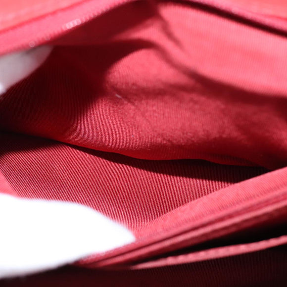 CHANEL V Stitch Chain Shoulder Bag Lamb Skin Red CC Auth 102030A