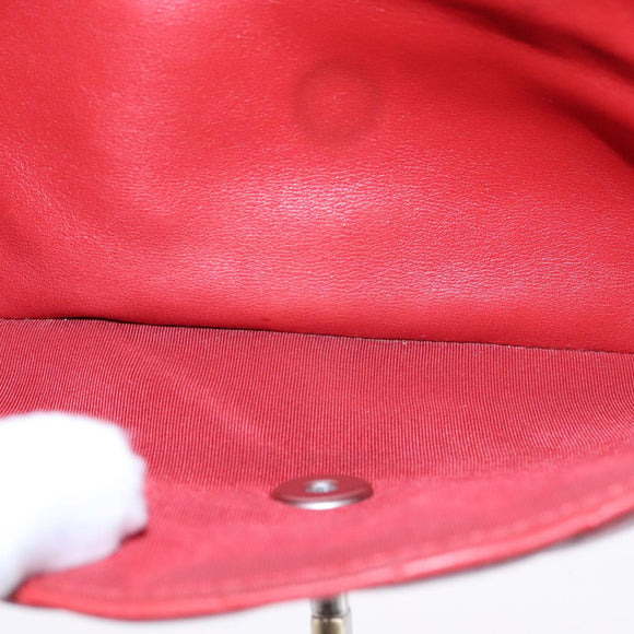 CHANEL V Stitch Chain Shoulder Bag Lamb Skin Red CC Auth 102030A