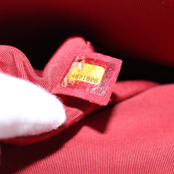 CHANEL V Stitch Chain Shoulder Bag Lamb Skin Red CC Auth 102030A