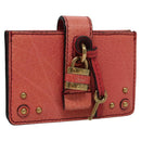 Chloe Card Case Leather Pink Auth 102045V-1