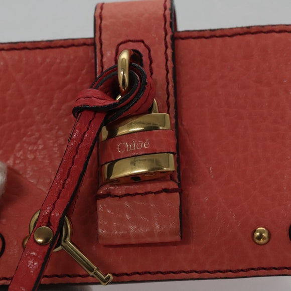 Chloe Card Case Leather Pink Auth 102045V