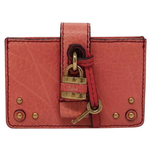 Chloe Card Case Leather Pink Auth 102045V