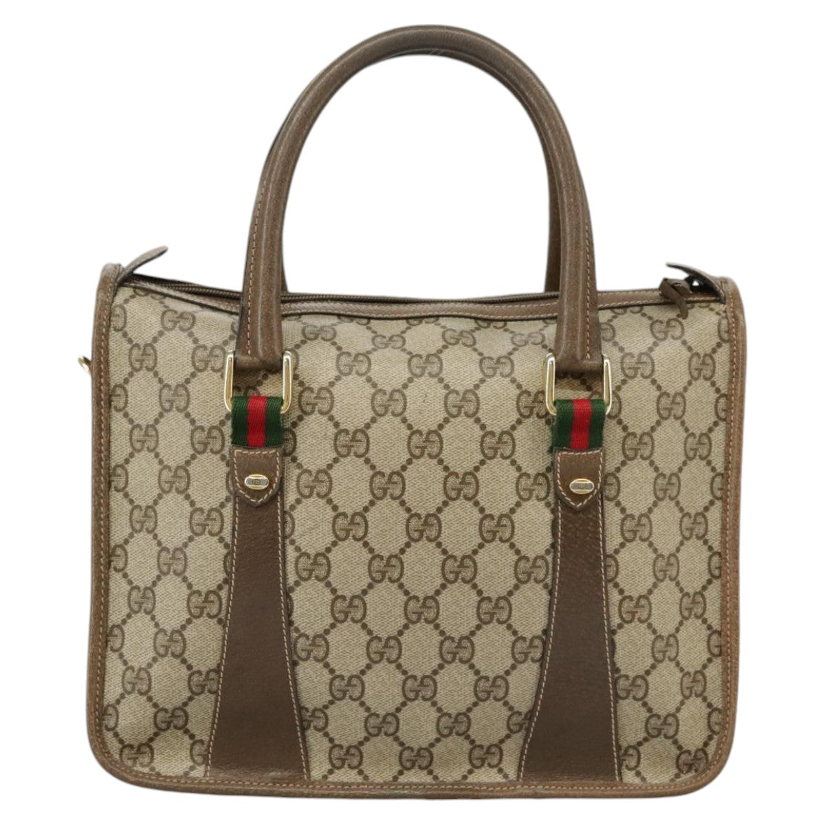 GUCCI GG Supreme Web Sherry Line Hand Bag PVC 2way Beige 58 02 039 Auth 102054