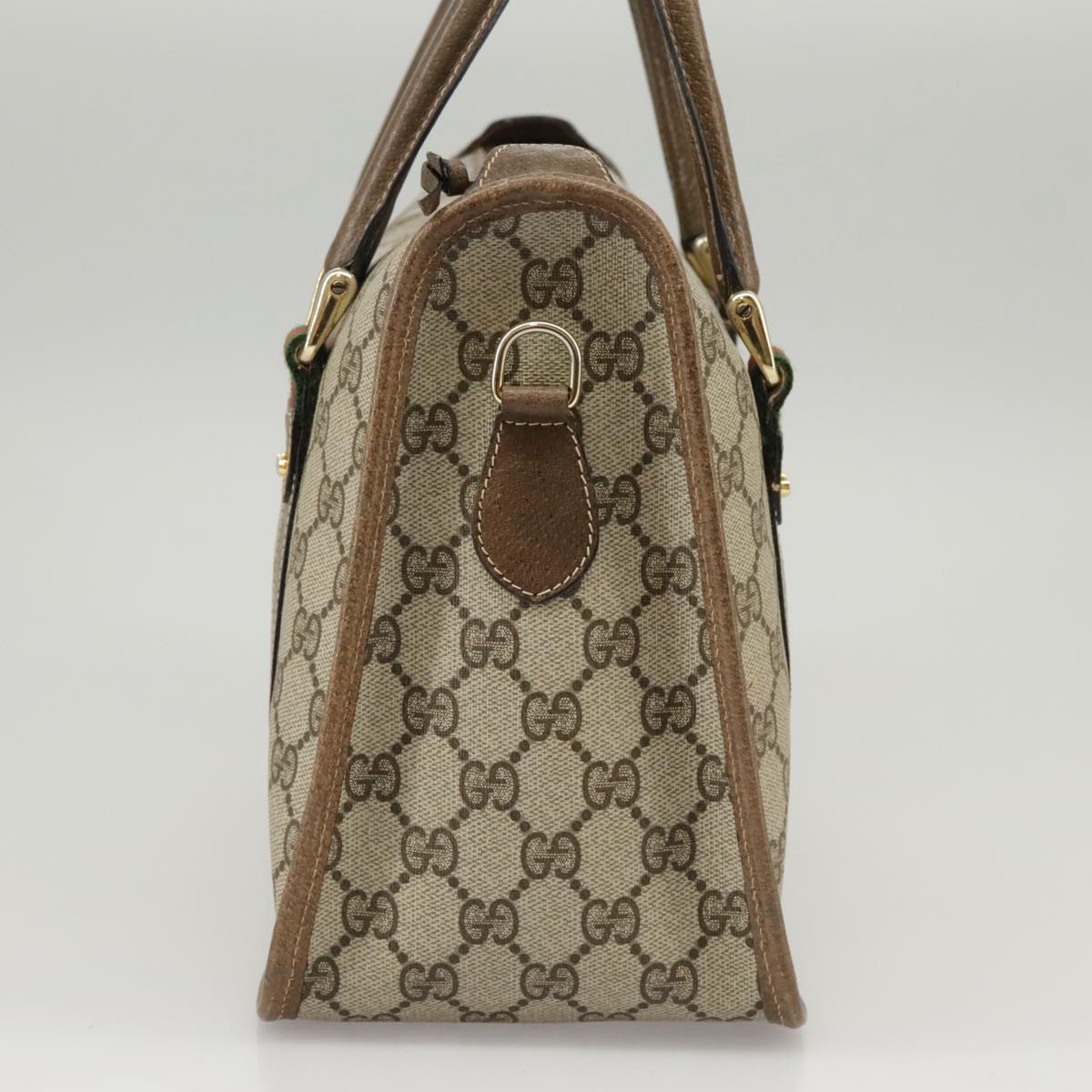 GUCCI GG Supreme Web Sherry Line Hand Bag PVC 2way Beige 58 02 039 Auth 102054