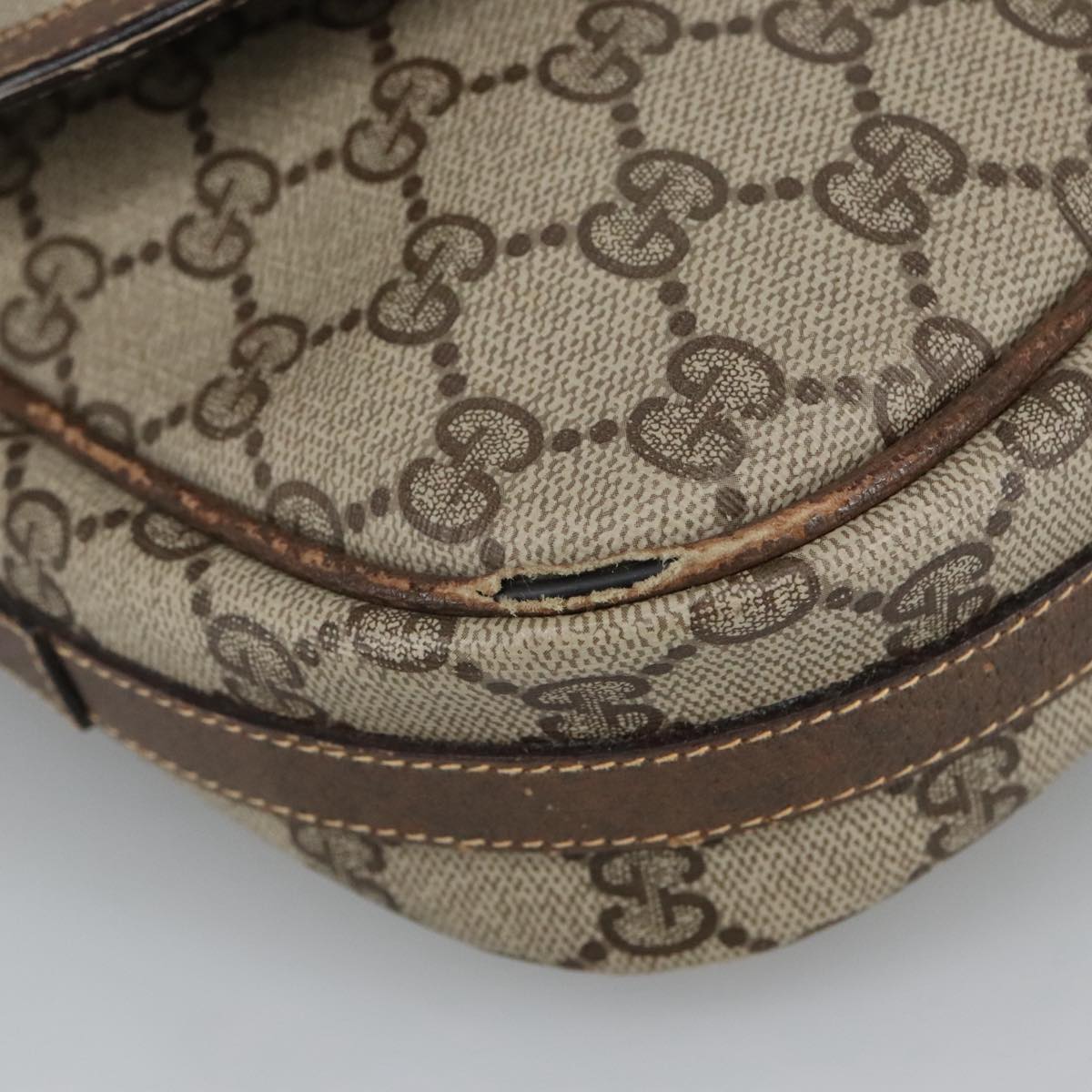 GUCCI GG Supreme Shoulder Bag PVC Beige Gold 001 115 4425 Auth 102057