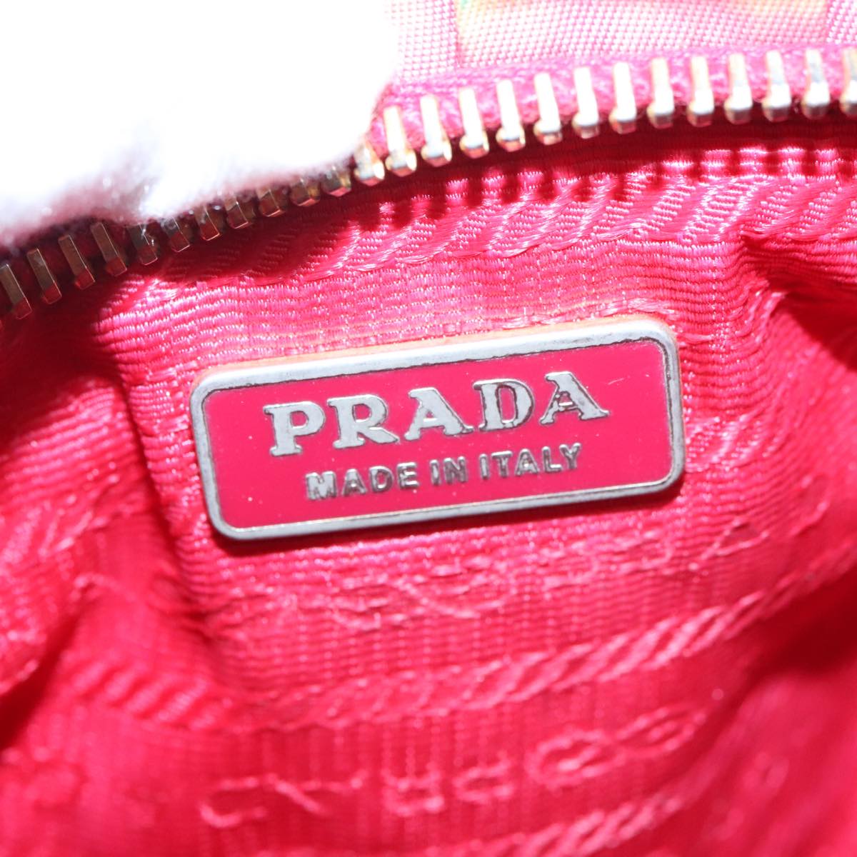 PRADA Accessory Pouch Nylon Pink Gold Auth 102061