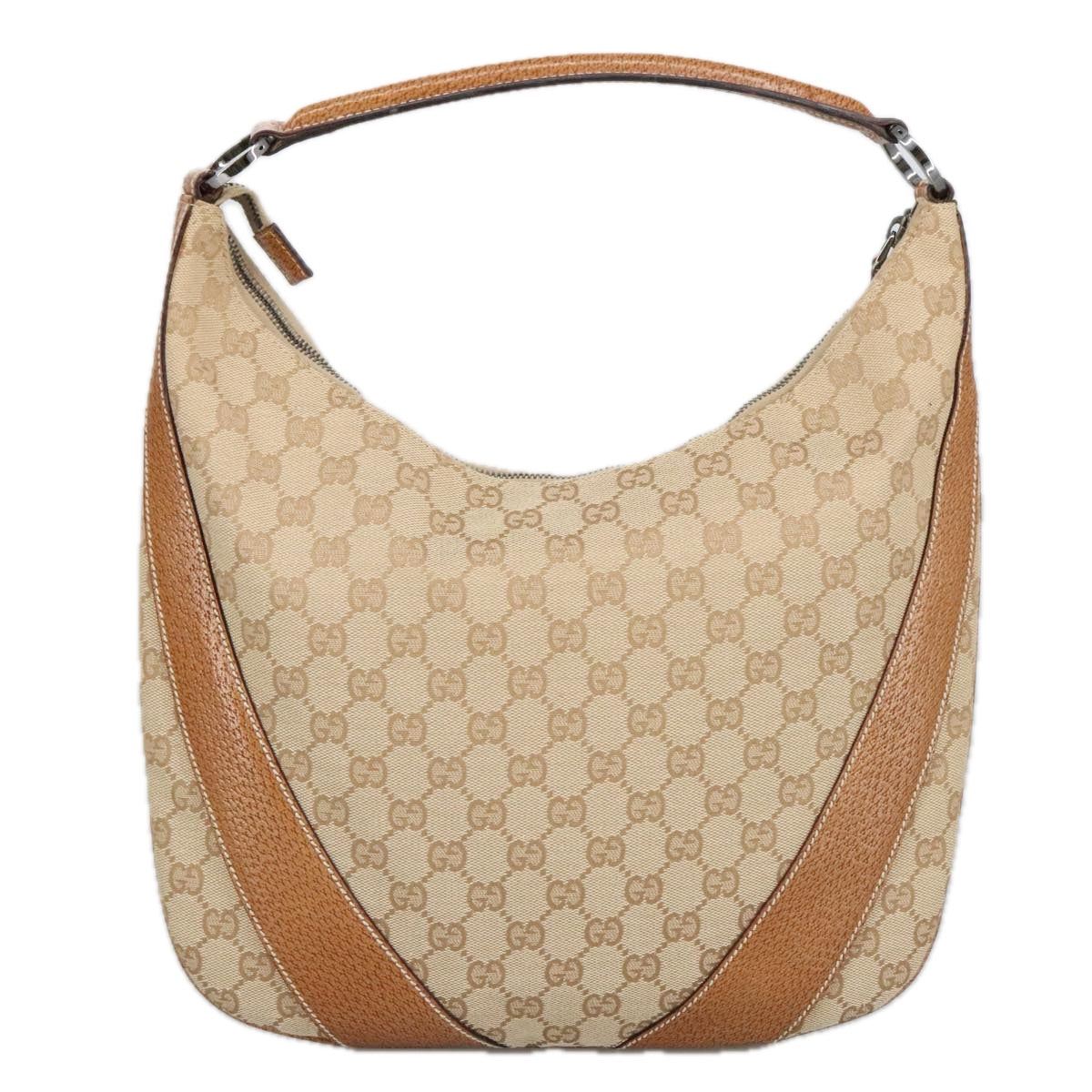 GUCCI GG Canvas Shoulder Bag Beige Silver 124357 Auth 102066 - 0