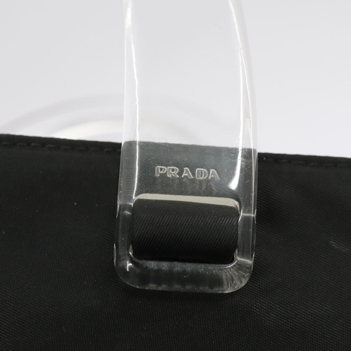 PRADA Hand Bag Nylon Black Silver Auth 102067