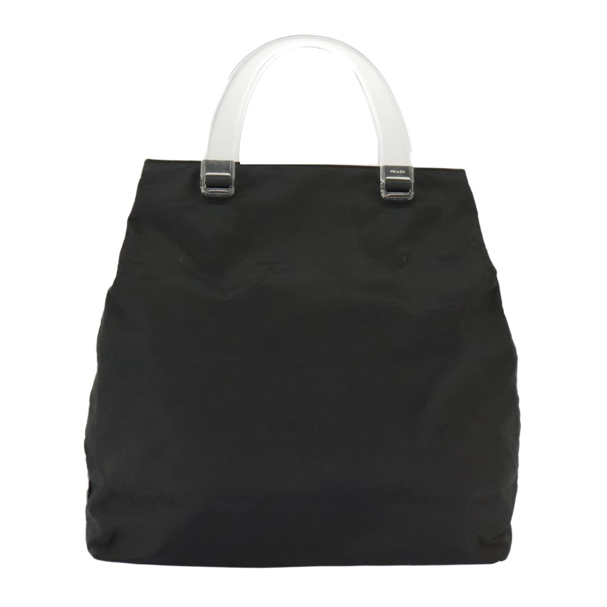 PRADA Hand Bag Nylon Black Silver Auth 102067 - 0