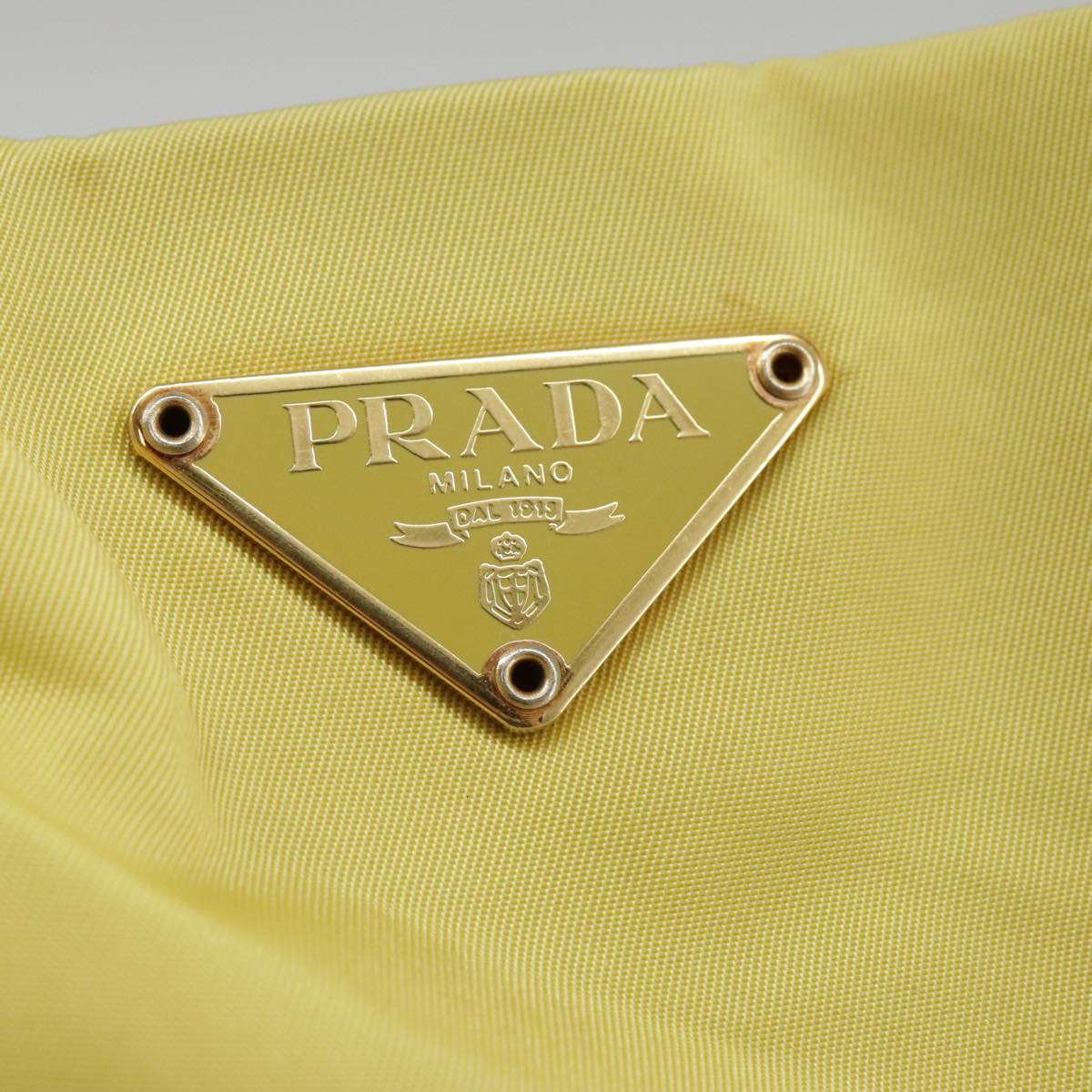 PRADA Shoulder Bag Nylon Yellow Gold Auth 102069