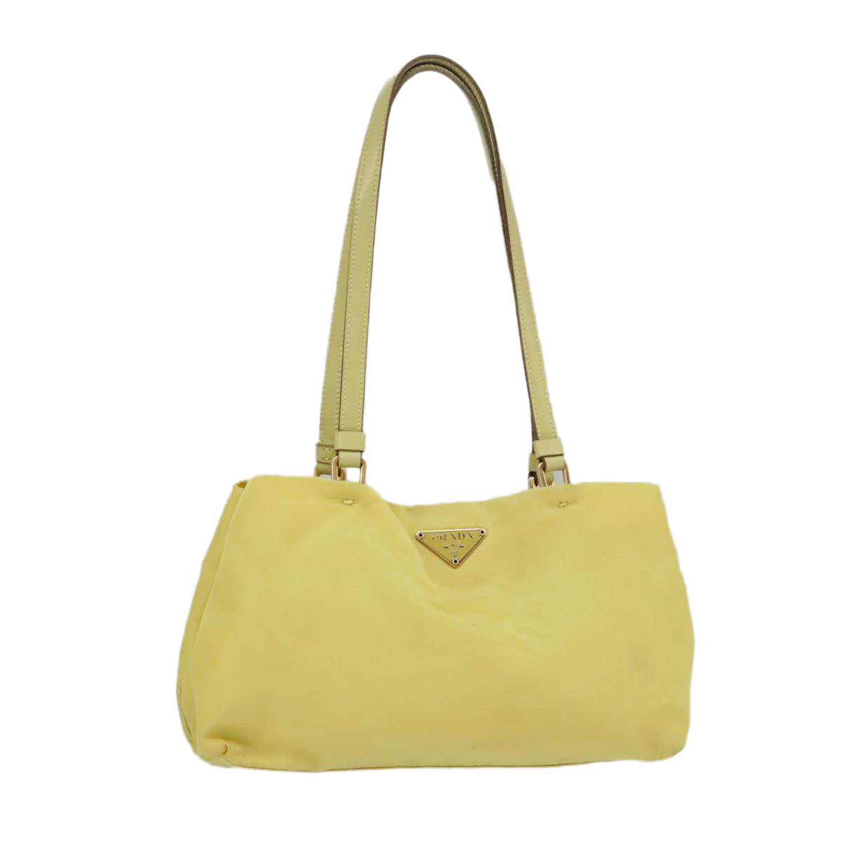 PRADA Shoulder Bag Nylon Yellow Gold Auth 102069