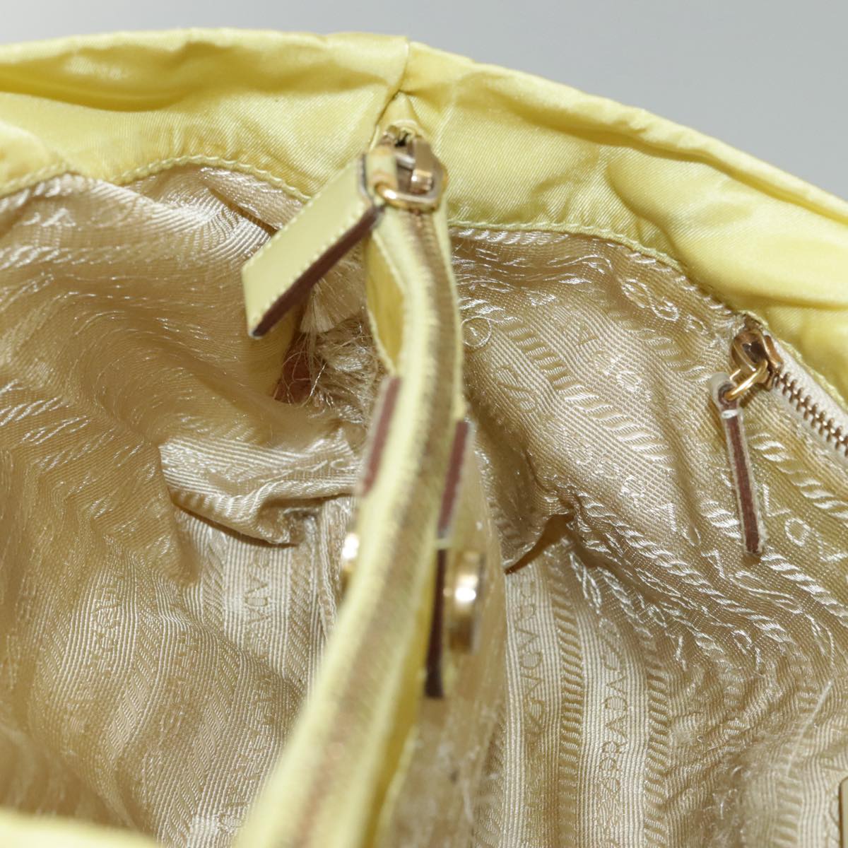 PRADA Shoulder Bag Nylon Yellow Gold Auth 102069