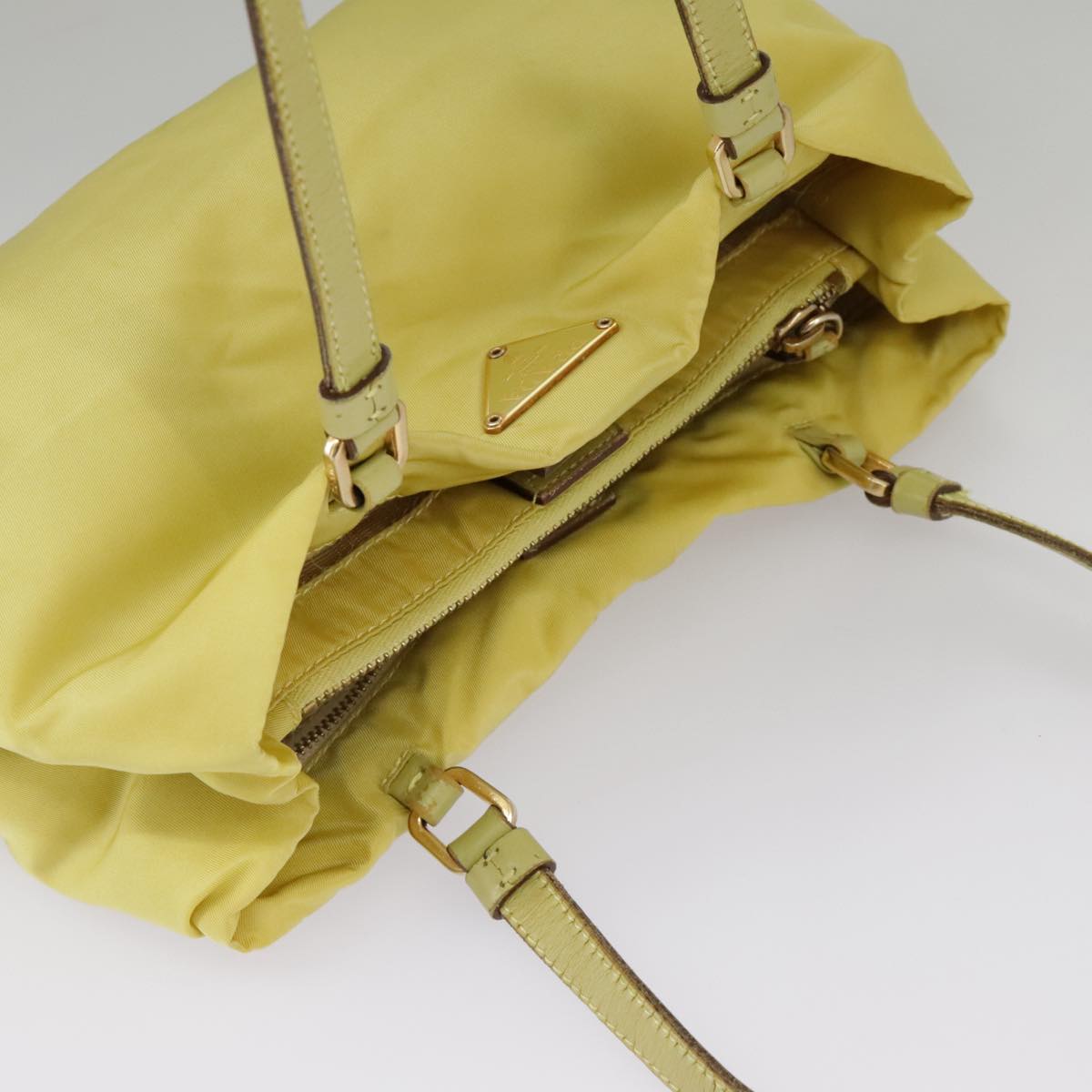 PRADA Shoulder Bag Nylon Yellow Gold Auth 102069