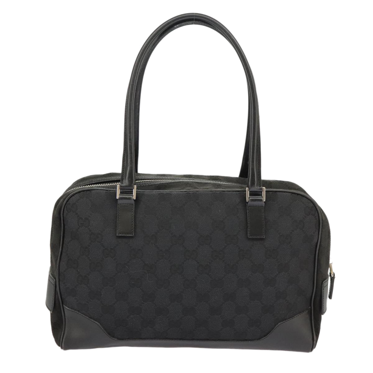 GUCCI GG Canvas Hand Bag Black Silver 002 1115 Auth 102070