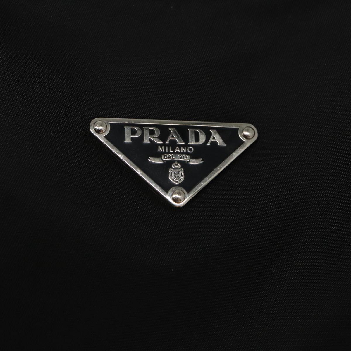 PRADA Shoulder Bag Nylon Black Silver Auth 102071