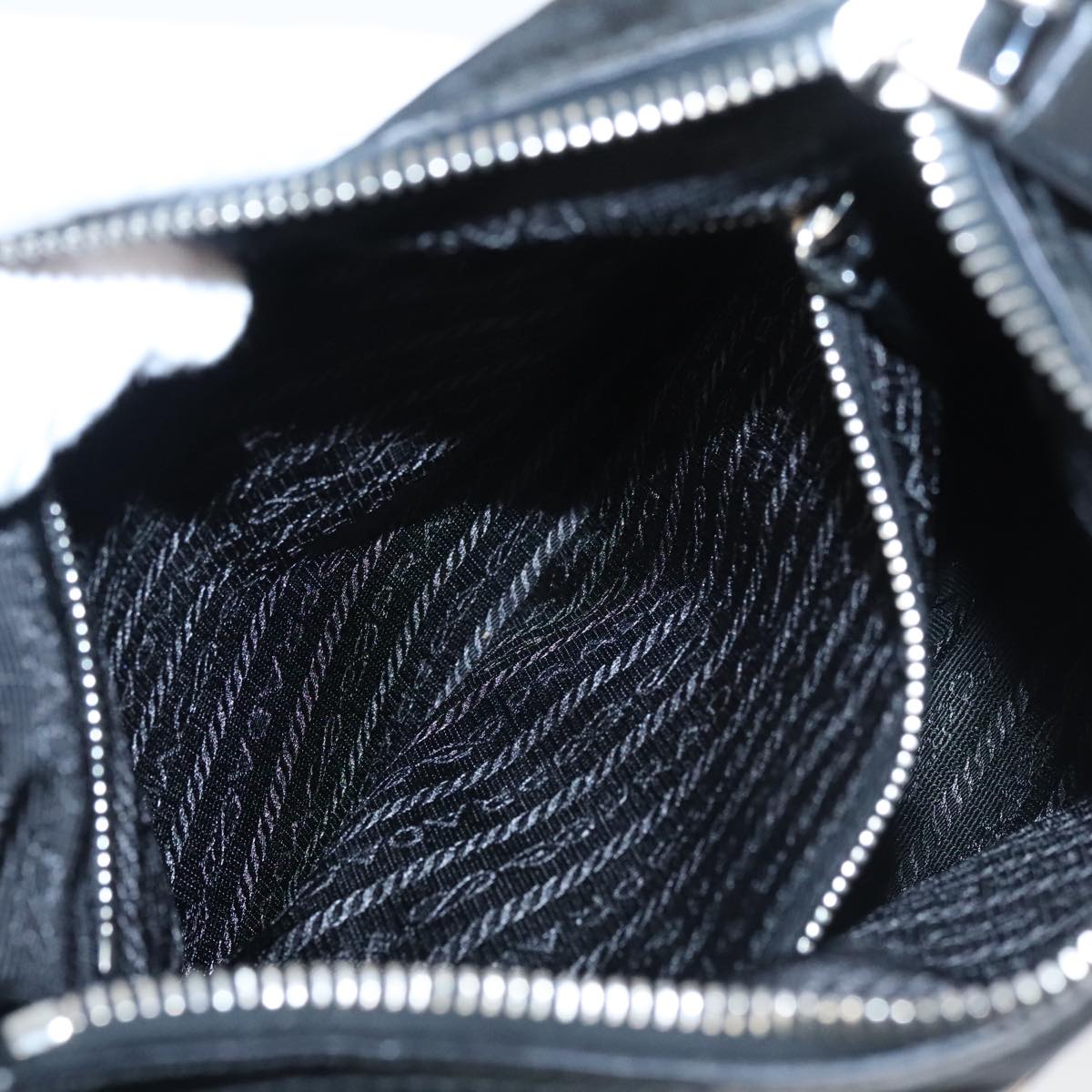 PRADA Shoulder Bag Nylon Black Silver Auth 102071