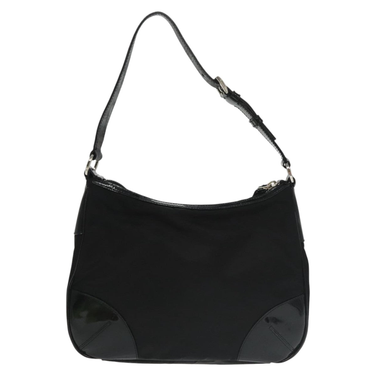 PRADA Shoulder Bag Nylon Black Silver Auth 102071