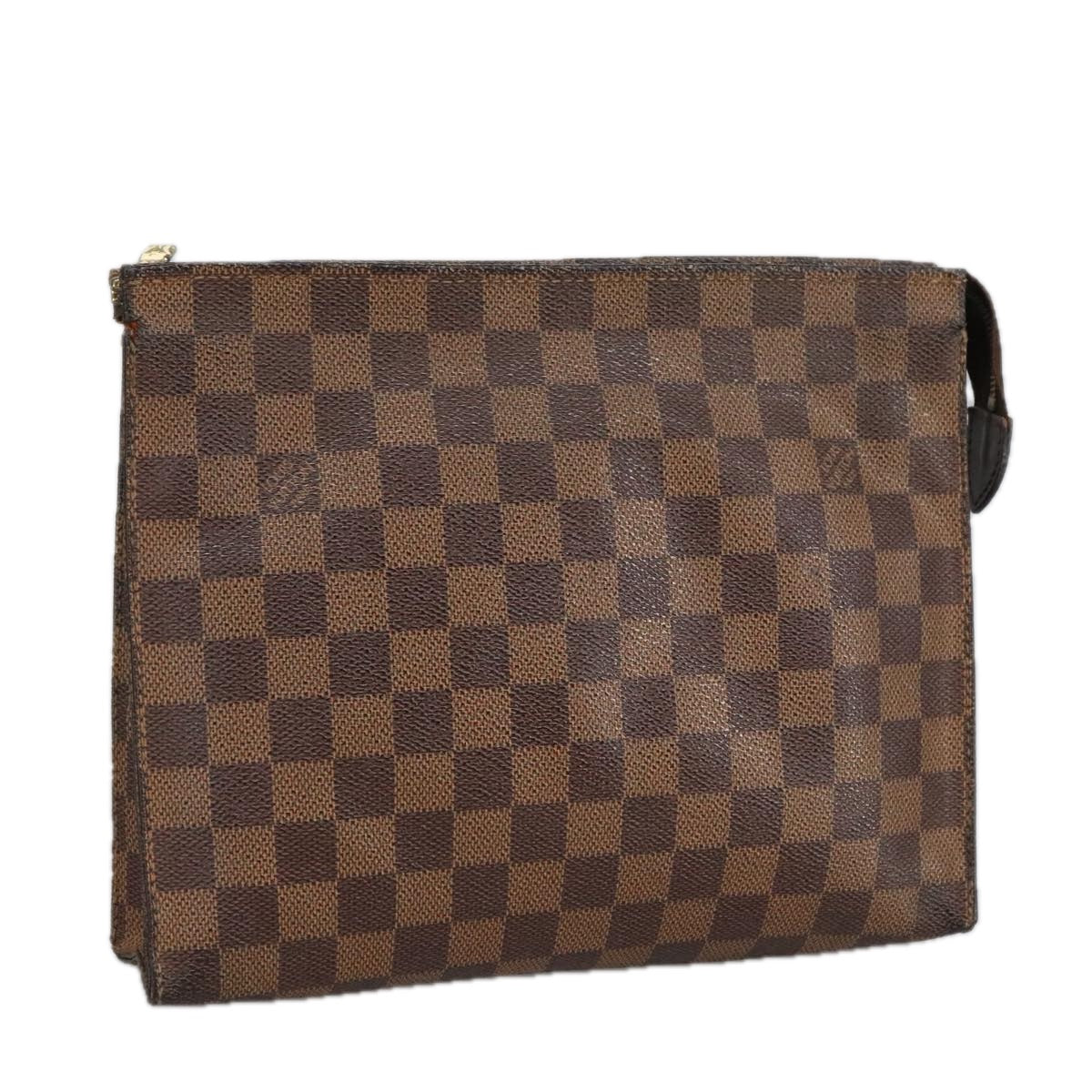 LOUIS VUITTON Damier Ebene Poche Toilette 26 Pouch N47543 LV Auth 102079