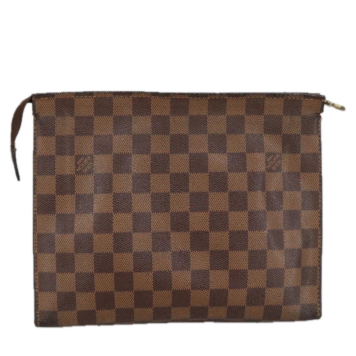 LOUIS VUITTON Damier Ebene Poche Toilette 26 Pouch N47543 LV Auth 102079