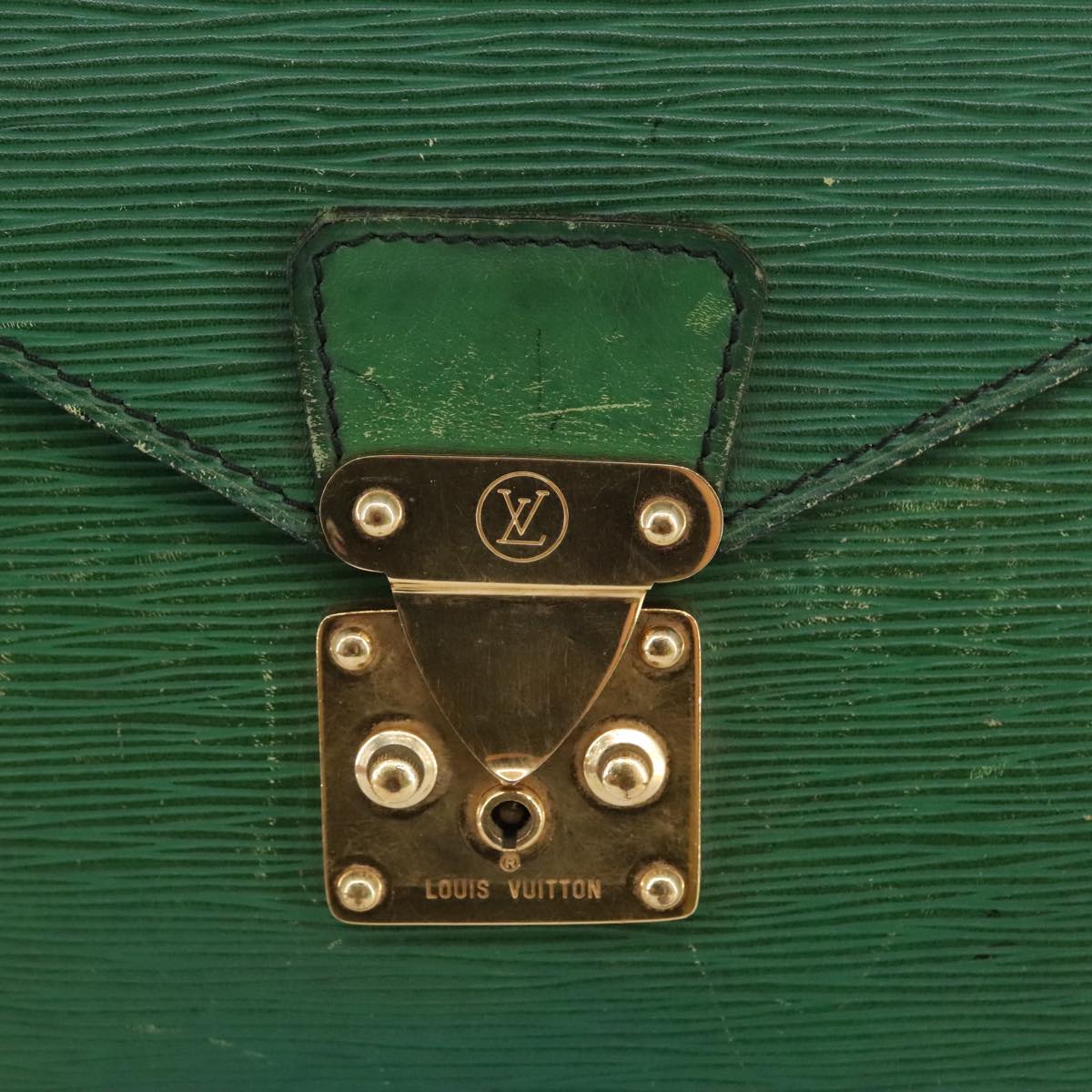 LOUIS VUITTON Epi Porte Documents Senatur Briefcase Green LV Auth 102081