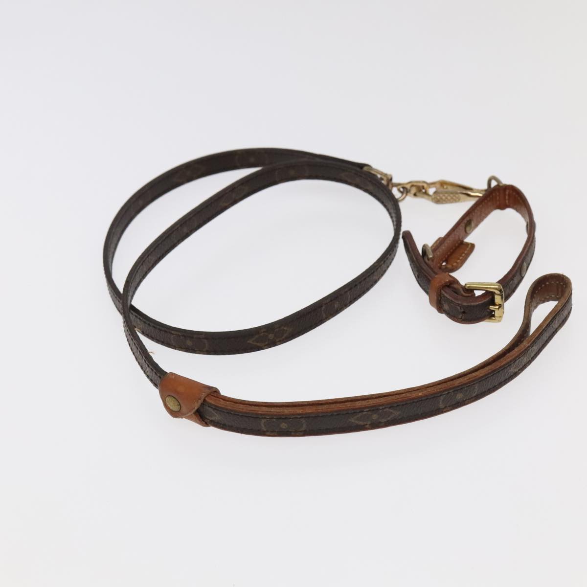 LOUIS VUITTON Monogram Less Baxter MM Collier Baxter Dog Leash 2Set Auth 102101