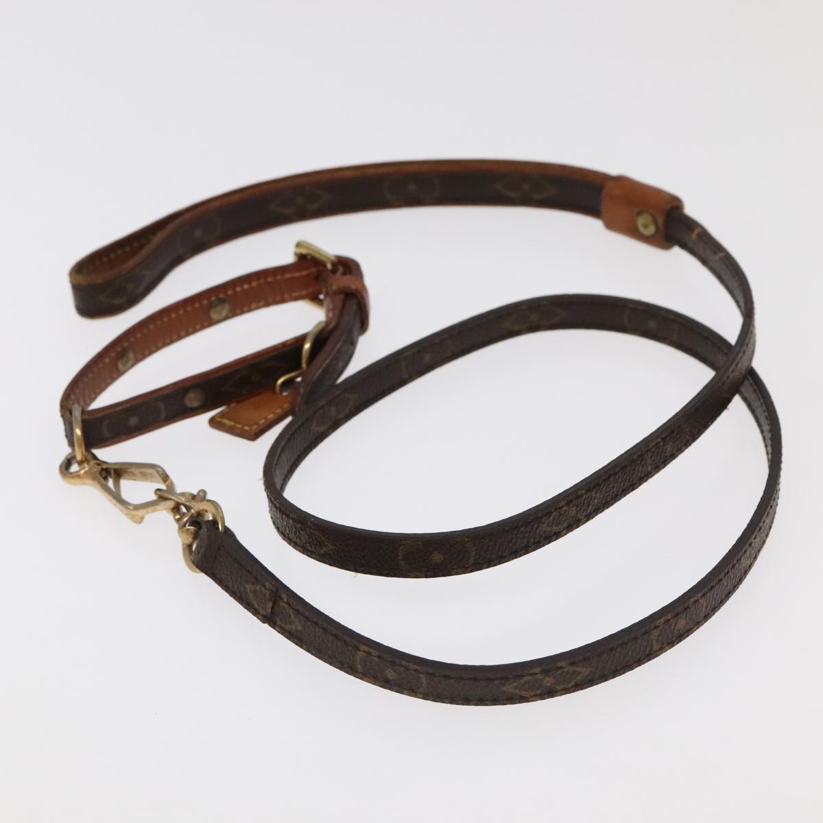 LOUIS VUITTON Monogram Less Baxter MM Collier Baxter Dog Leash 2Set Auth 102101