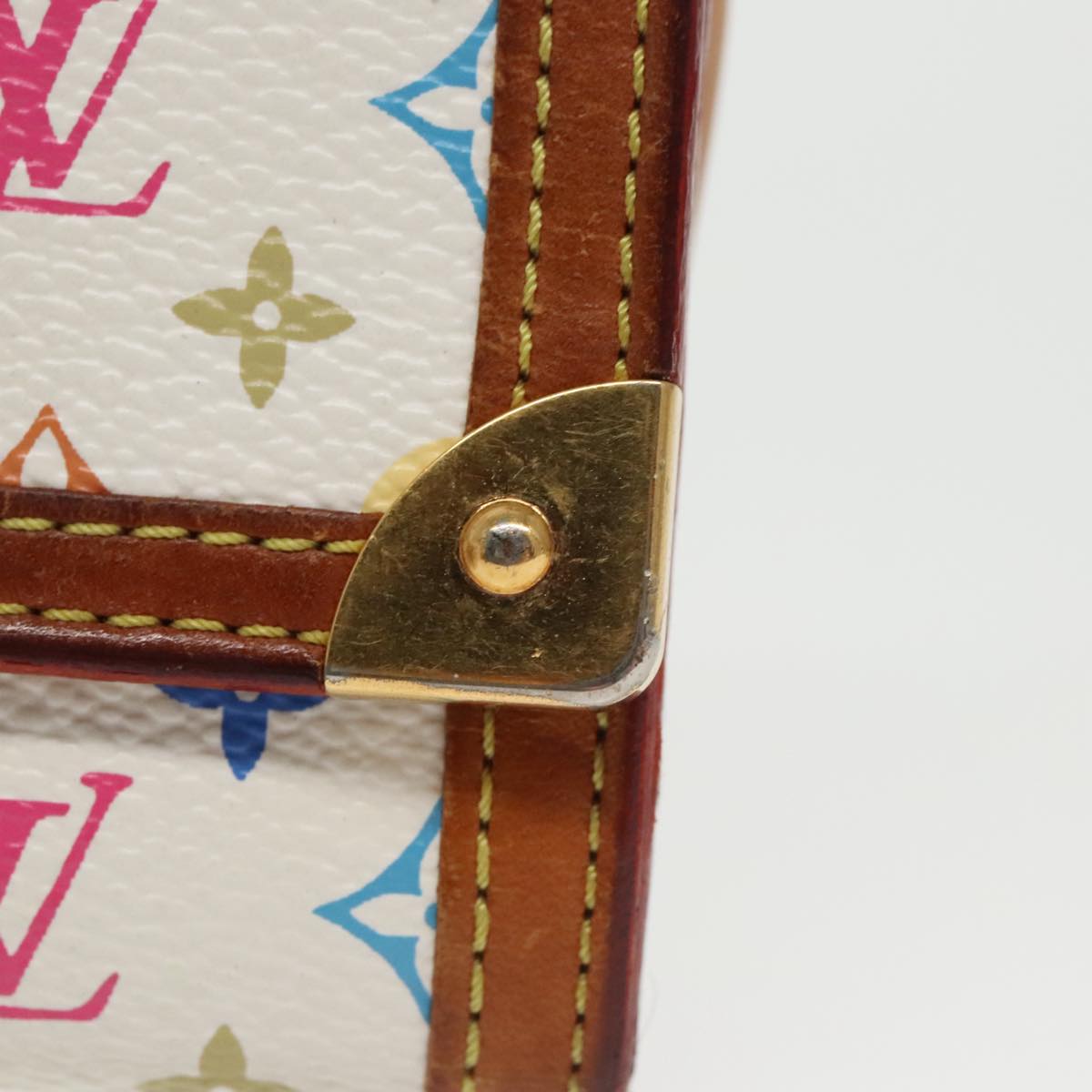 LOUIS VUITTON Monogram Multicolor Porte Monnaie Plat White M92657 Auth 102103