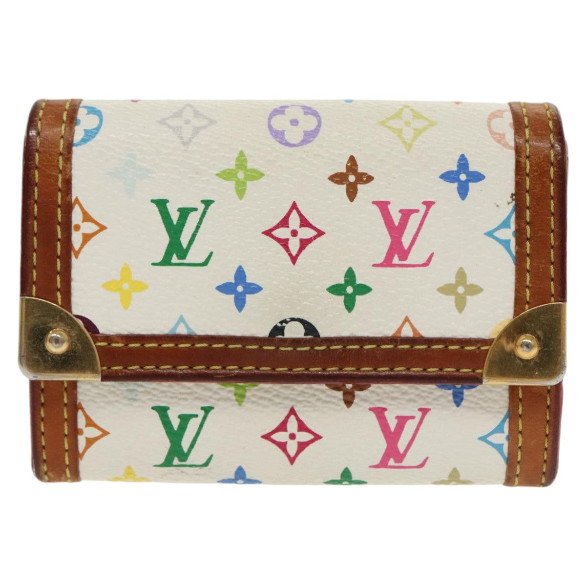 LOUIS VUITTON Monogram Multicolor Porte Monnaie Plat White M92657 Auth 102103 - 0