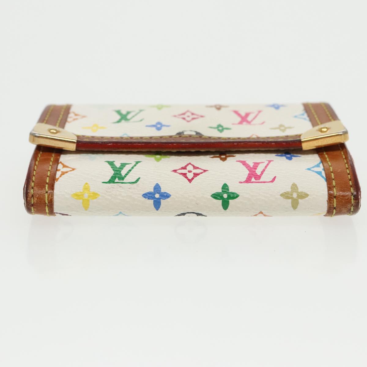 LOUIS VUITTON Monogram Multicolor Porte Monnaie Plat White M92657 Auth 102103