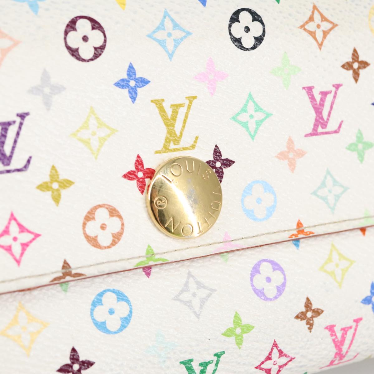 LOUIS VUITTON Multicolor Portefeuille Sarah Wallet White M93532 LV Auth 102104