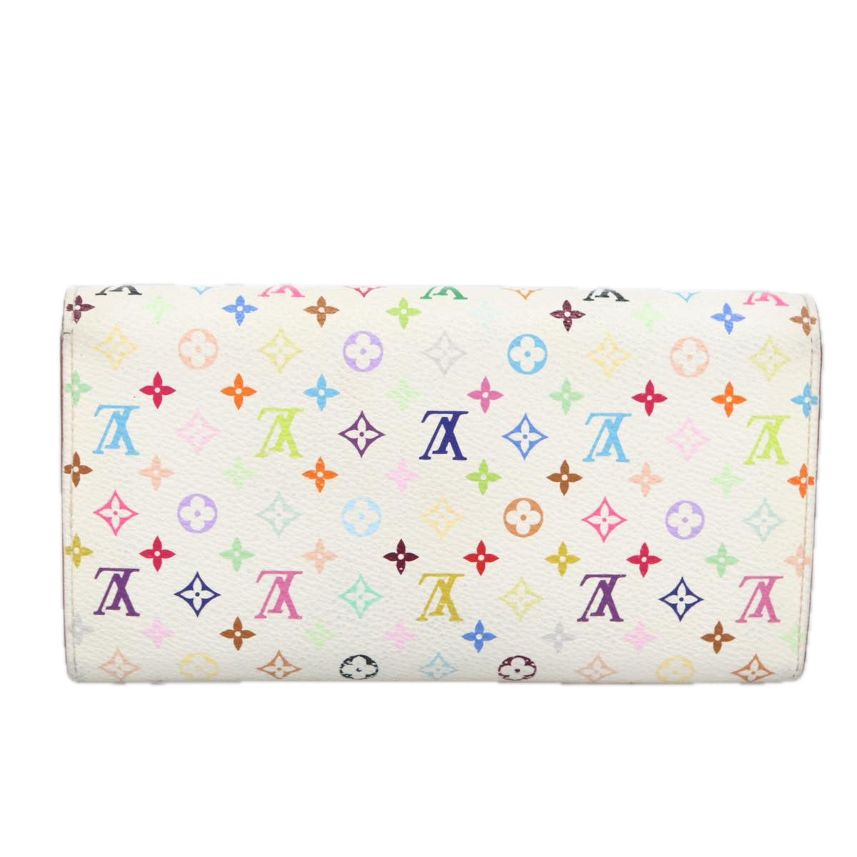 LOUIS VUITTON Multicolor Portefeuille Sarah Wallet White M93532 LV Auth 102104