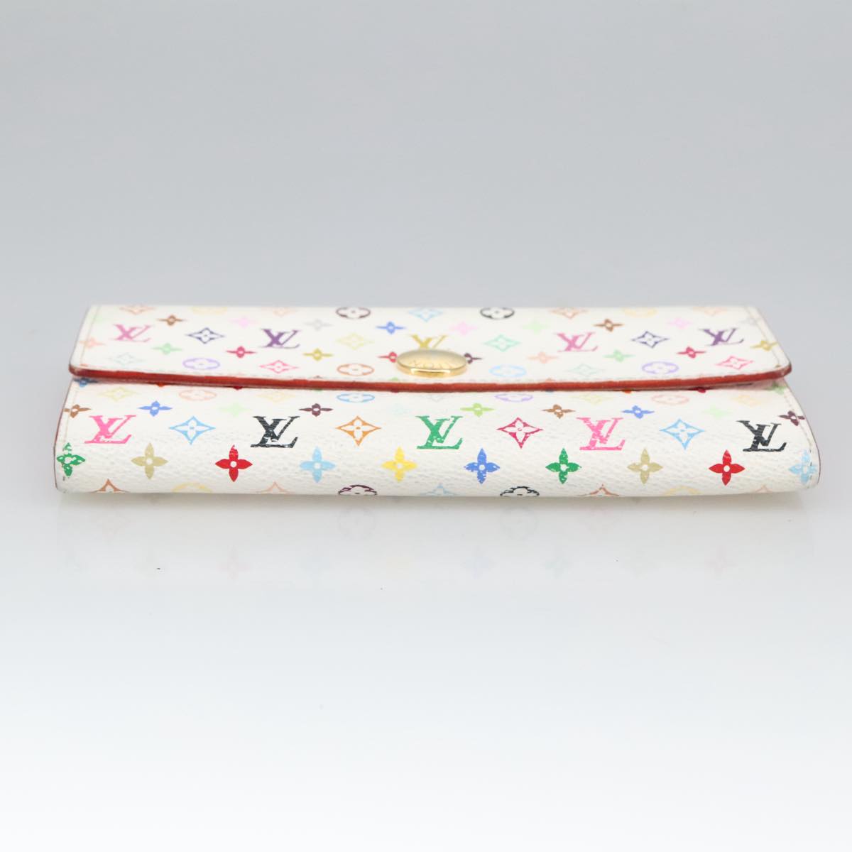 LOUIS VUITTON Multicolor Portefeuille Sarah Wallet White M93532 LV Auth 102104