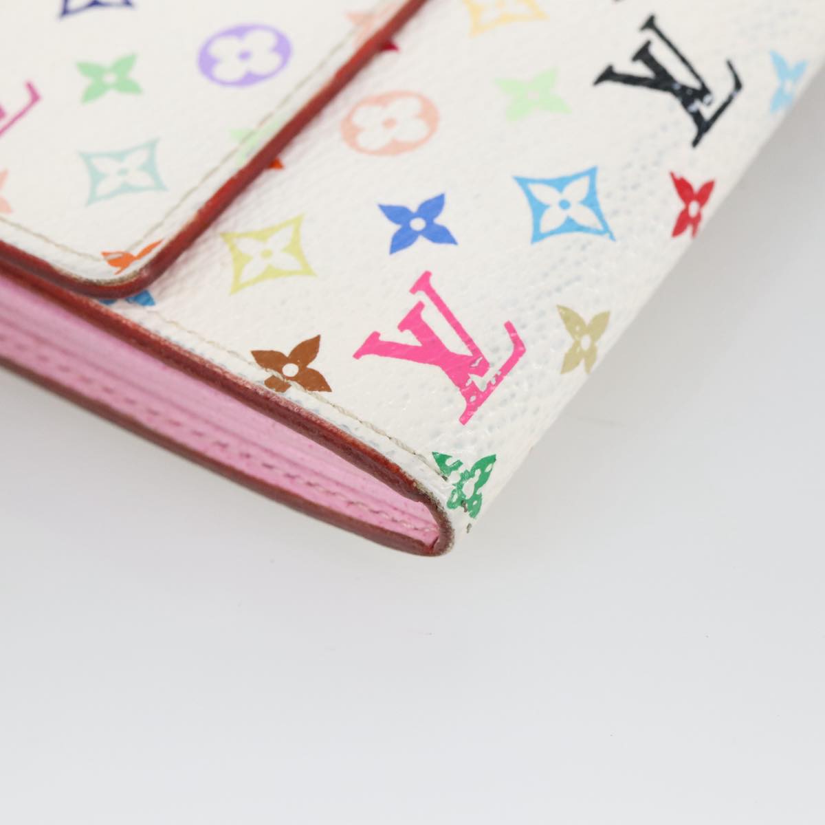 LOUIS VUITTON Multicolor Portefeuille Sarah Wallet White M93532 LV Auth 102104