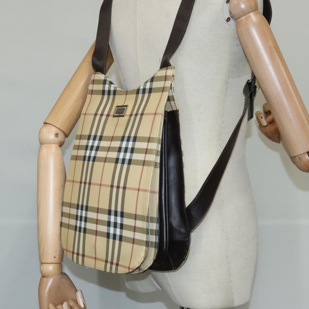 BURBERRY Nova Check Backpack PVC Beige Auth 102111