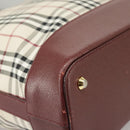 BURBERRY Nova Check Tote Bag Canvas Beige Red Auth 102114-9