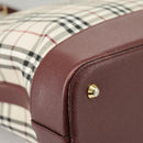 BURBERRY Nova Check Tote Bag Canvas Beige Red Auth 102114-15