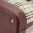 BURBERRY Nova Check Tote Bag Canvas Beige Red Auth 102114-16