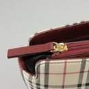 BURBERRY Nova Check Tote Bag Canvas Beige Red Auth 102114-10