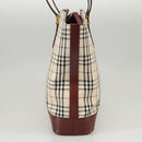 BURBERRY Nova Check Tote Bag Canvas Beige Red Auth 102114-3