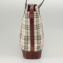 BURBERRY Nova Check Tote Bag Canvas Beige Red Auth 102114-4