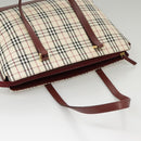 BURBERRY Nova Check Tote Bag Canvas Beige Red Auth 102114-6