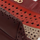 Salvatore Ferragamo Tote Bag Leather Red Gold Auth 102115-14