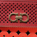 Salvatore Ferragamo Tote Bag Leather Red Gold Auth 102115-17