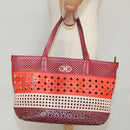 Salvatore Ferragamo Tote Bag Leather Red Gold Auth 102115-22